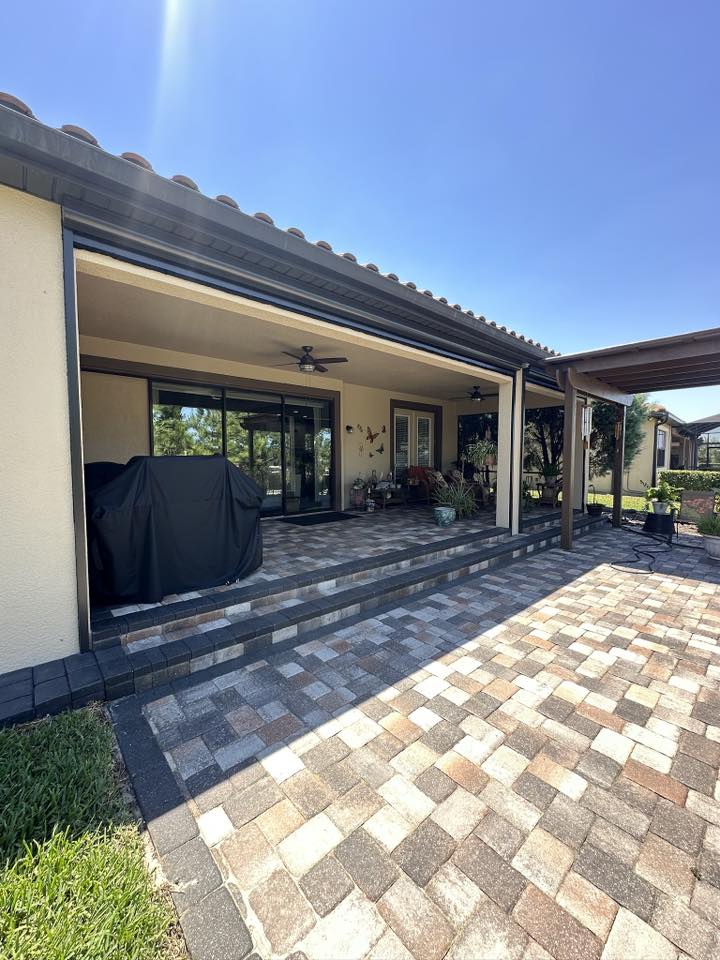 Patio screen installation — screens retracted