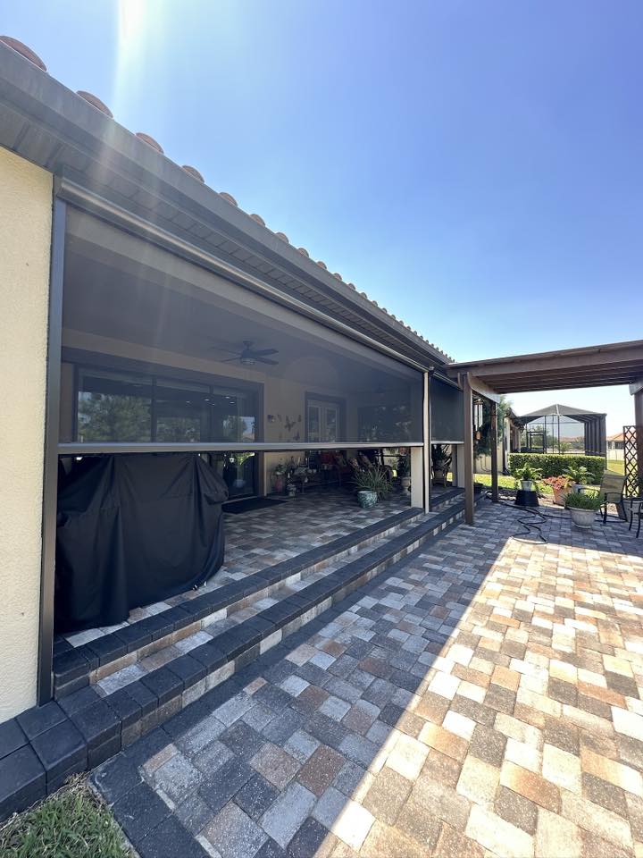 Patio screen installation — screens deployed